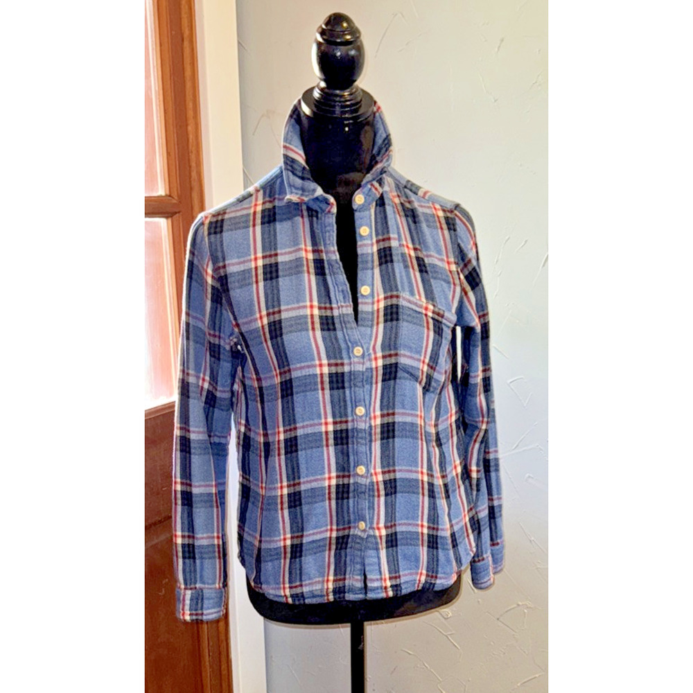 Maxwell Long Sleeve Button Down Flannel‎ Top Ladies Small Plaid